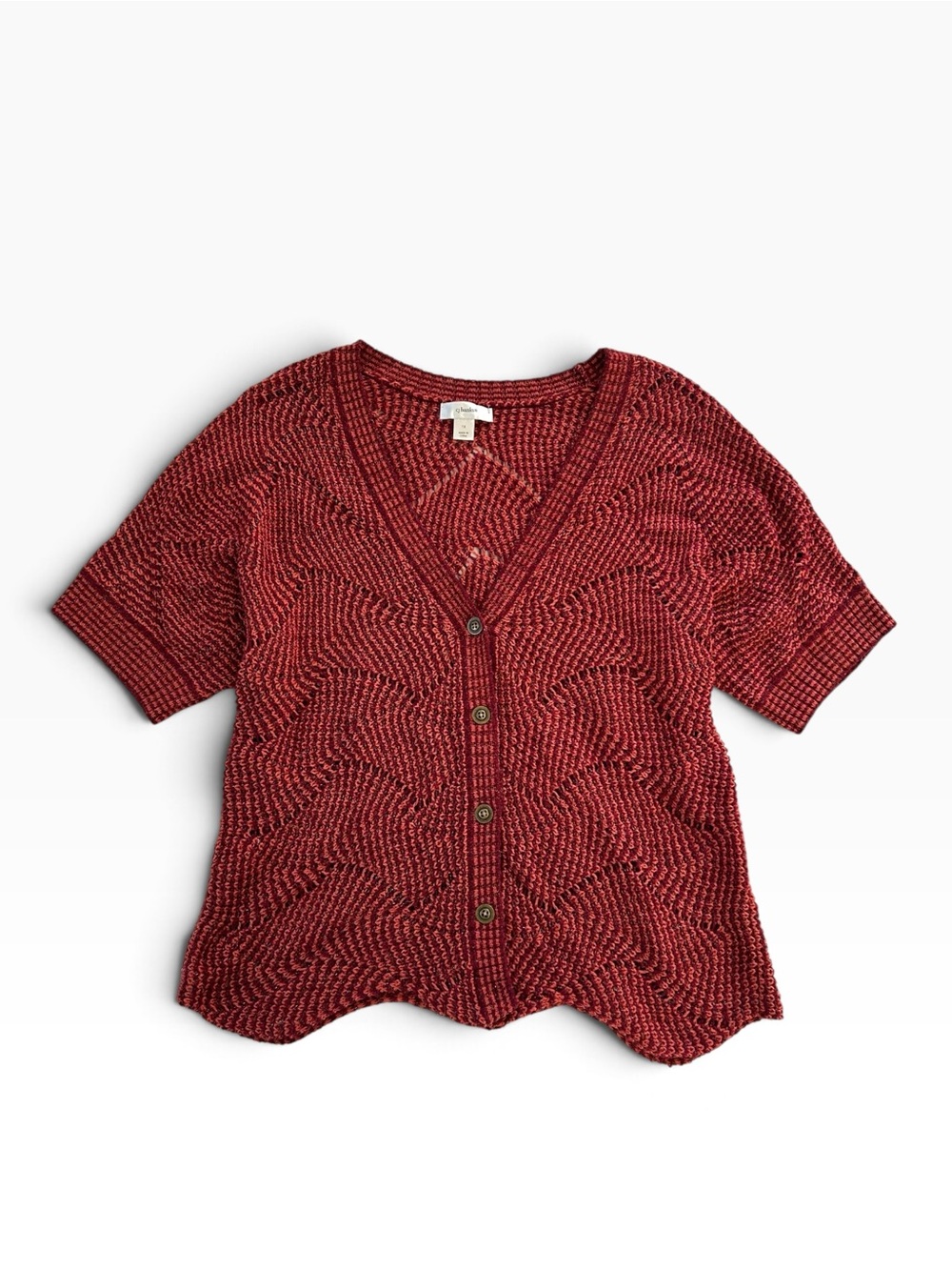 Vintage Y2K Burgundy and Burnt Orange Button Front Fall Knit Cardigan